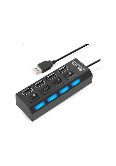 Anahtarlı Işıklı On Off Düğmeli 4 Port Usb 2.0 Çoklayıcı Hub (533633910)