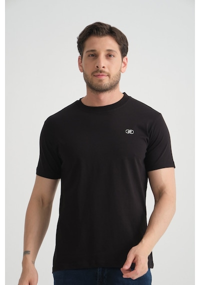 Shooter Sportwear Shooter Erkek T-shirt Nefes Alabilen Esnek Pamuklu Kumaş Regular Kalıp Minimal Logolu Siyah