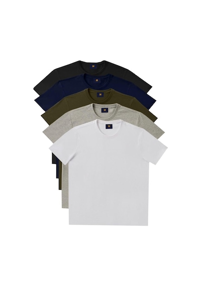 Fabio Cassani Classics Basic Regular Fit Erkek Tişört 5'li - Haki