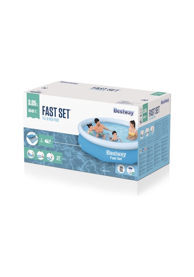 Bestway 57458 Fast Set Çember Şişme Havuz Seti 3.05 M X 66 Cm Mavi