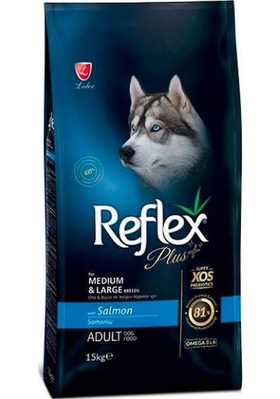 Reflex Plus Somonlu Orta ve Büyük Irk Yetişkin Köpek Maması 15 KG