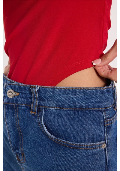Tudors Kadın Slim Fit Dar Kesim Askılı Kare Yaka Sırtı Açık Sandy Kumaş Çıtçıtlı Bordo Body-51250