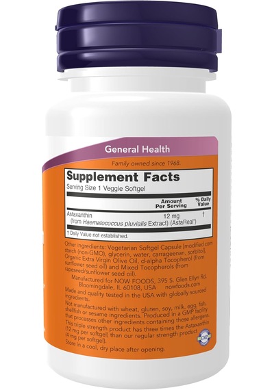 Now Triple Strength Astaxanthin 12 Mg Brain Health , Helps Manage