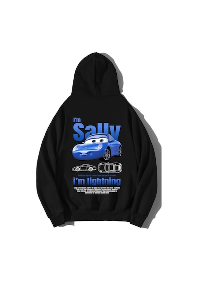 Brz Collection Unisex Oversize I'm Sally Hoodie Siyah Siyah