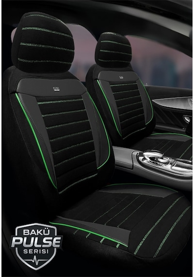 Mitsubishi Space Star Hatcback Diğer 2013-2018 Uy Tegin Pulse Serisi Raşel Siyah Yeşil Koltuk Kılıfı