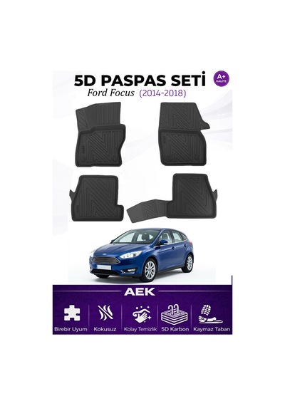 Ford Focus 3,5 Hb-sd 2014-2018 Araca Özel Havuzlu "karbon" Paspas