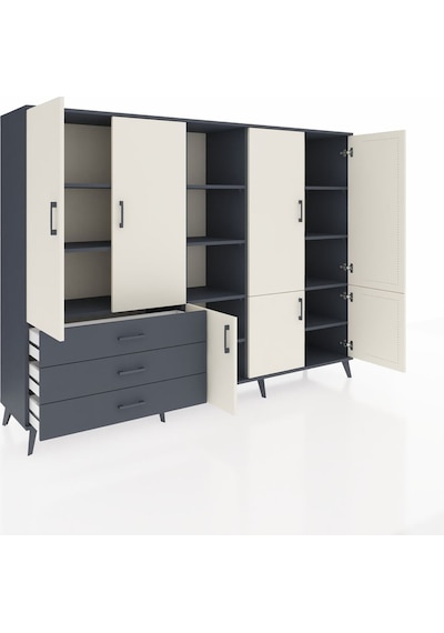 Hyperion Dolap 11 Raflı 3 Çekmeceli 7 Kapaklı 220x44x163 Antrasit Antrasit-aytaşı/antrasit Hyperion Dolap 11 Raflı 3 Çekmeceli 7 Kapaklı 220x44x163 Antrasit Antrasit-aytaşı/antrasit