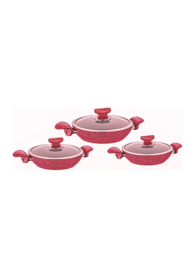Oms Granit Sahan Set 6 Parça Kırmızı 3004