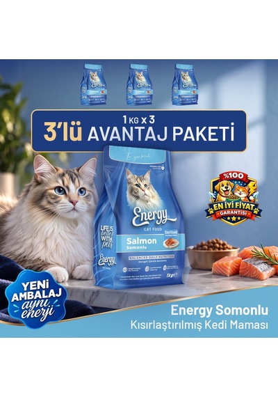 Cat Food Energy Somonlu Kısırlaştırılmış Kedi Maması - 3 Adet