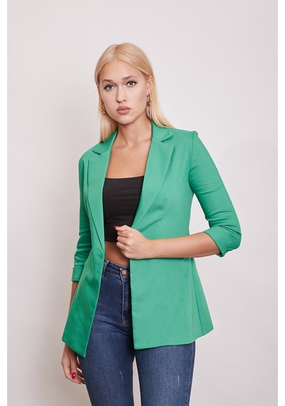 Kapri Truvakar Kol Süs Cepli Kopçalı Ofis Blazer Kumaş Ceket-benetton Yeşil B.yeşili
