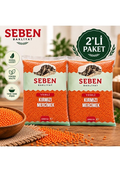 Seben Kırmızı Mercimek Yerli 1000 Gr X 2 Paket