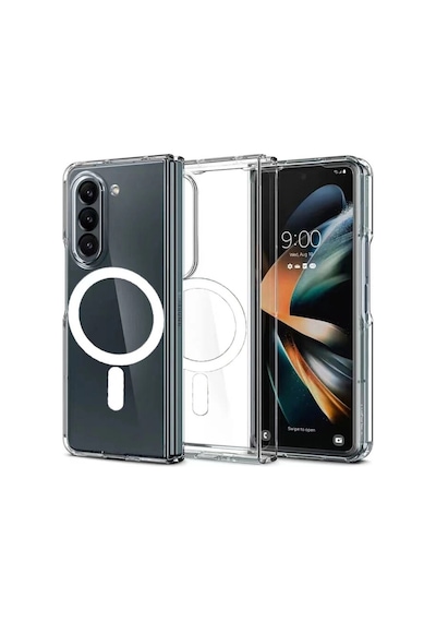 Samsung Galaxy Uyumlu Z Fold 5 Kılıf Magneticsafe Şeffaf Silikon - Şeffaf Çr