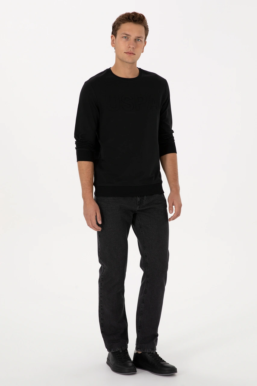 U.S. Polo Assn. Erkek Regular Fit Bisiklet Yaka Siyah Basic Sweatshirt 50307793-VR046