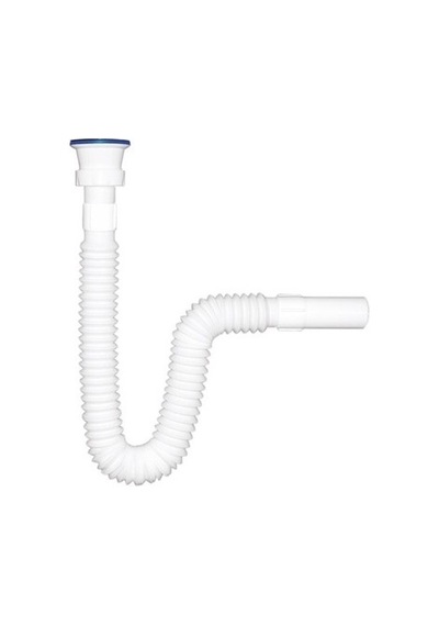Körüklü Lavabo Sifonu Uzun 130 Cm Beyaz