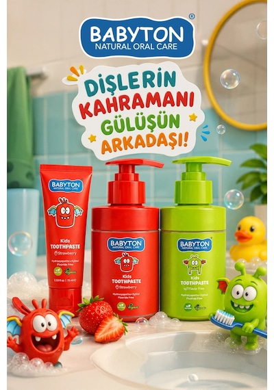 Babyton Çilek Özlü Florürsüz Doğal Diş Macunu 200 ML