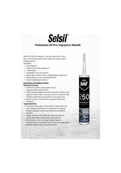 Selsil Poliüretan Mastik Gri 280 Ml. - 10 Adet Çok Renkli