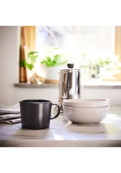 Sumuhome Dınera Mat Sırlı Çömlek Kupa Koyu Gri 30 Cl Koyu Gri