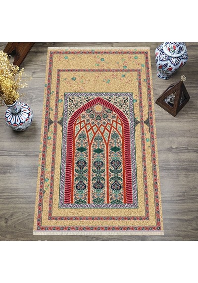 Dijital Baskılı, Yıkanabilir, Yumuşak Dokulu Çocuk Ve Yetişkin Seccade S-dot-sn-068 Kırmızı