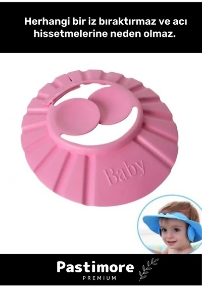 Bebek Banyo Şapkası Duş Başlığı Ayarlanabilir Düğmeli Çocuk Küvet Göze Su Kaçırmayan Pembe Şapka