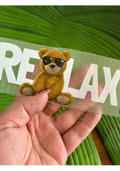 Ütü İle Yapışan Relax Yazılı Transfer Baskı Arma 14x6 Cm