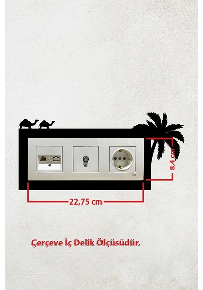 Palmiye Deve Tasarım 3lü Priz Çerçevesi İç Ölçü 22,75x8,4 Cm 3lü Dekoratif Çerçeve
