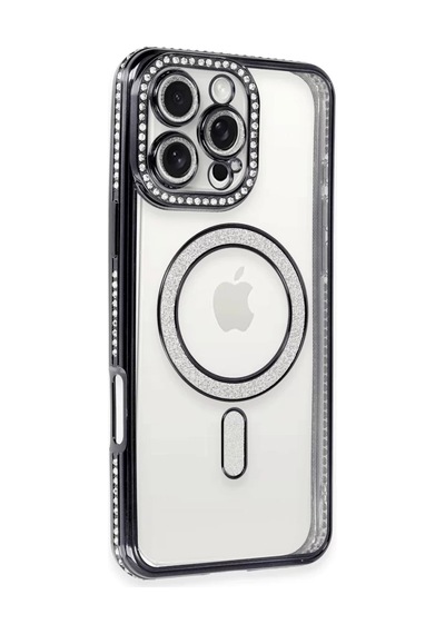 Newface Apple İphone 16 Pro Max Kılıf Joke Simli Magneticsafe Kılıf - Gri