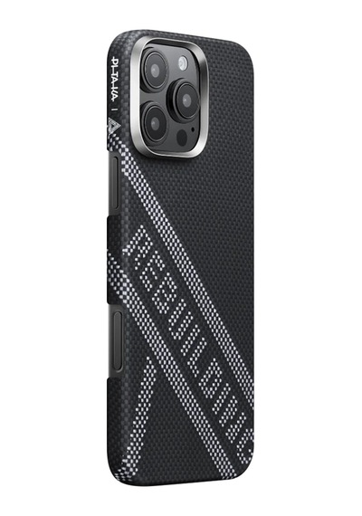 Apple Uyumlu iPhone 16 Pro Max Kılıf Magsafe Özellikli Aramid Fiber Re-tros Pitaka Tactile Woven Rebuilding Siyah