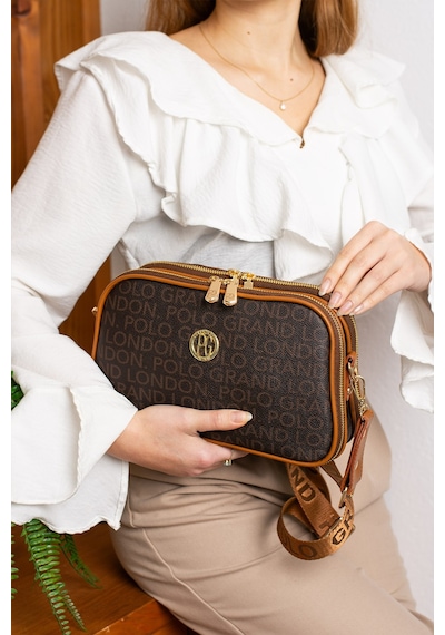 Orijinal Yeni Sezon 4 Bölmeli Lüks Yumuşak Deri Konforlu Kalın Kolon Çapraz Askılı Şık Omuz Çantası Yazılı Kahve Taba
