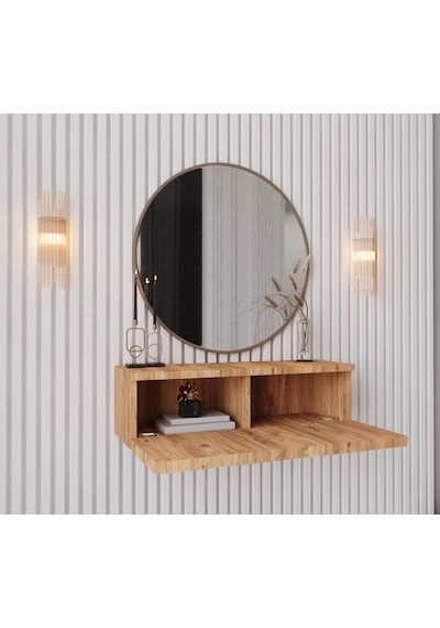 Enwood Mimosa Atlantik Çam Rengi Mdf Duvara Monte Kapaklı Dresuar Atlantik Çam