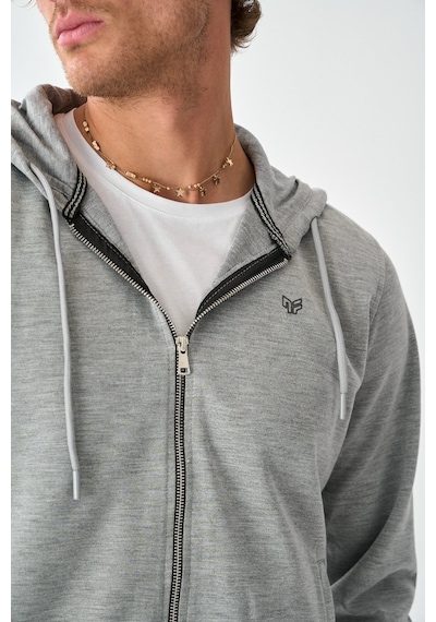 Dechers Tech Fleece Double Face Kapüşonlu Erkek Eşofman Takım E213-16 Açık Gri
