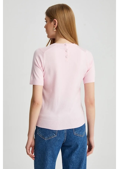 Park Karon 224095 Kadın Bisiklet Yaka Yumuşak Dokulu Viscon Triko Bluz Pembe