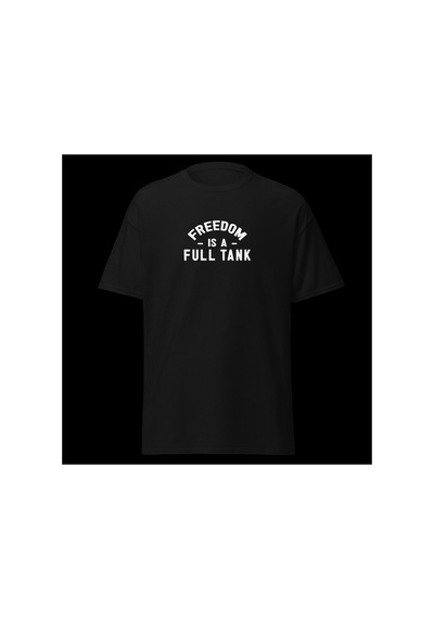 Wildstyle Freedom Is A Full Tank Motosiklet Özgürlük Vintage Baskılı Unisex Bisiklet Yaka Pamuklu Tişört - Siy