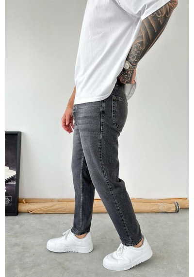 Füme Ters Dikiş Detay Boyfriend Pantolon