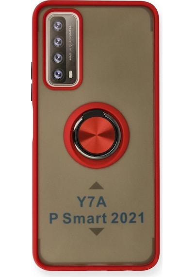 Newface Huawei P Smart 2021 Kılıf Montreal Yüzüklü Silikon Kapak Semeglbl - 70 - Kırmızı