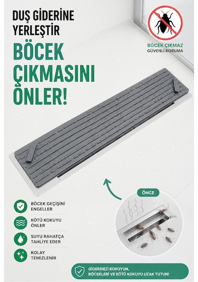 2'li Set Gri Uzun Ve Gri Kare Silikon Gider Kapağı Koku Önleyici Banyo Mutfak Gider Tıkacı