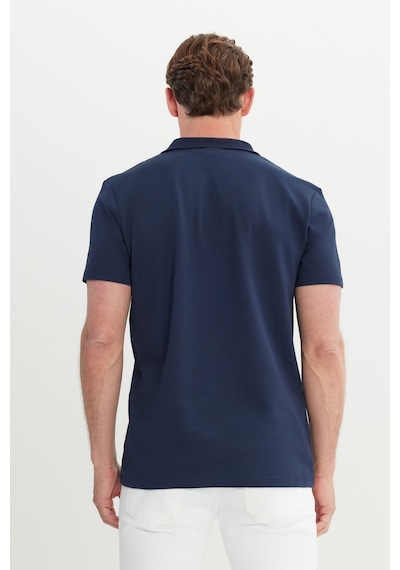 AC&Co / Altınyıldız Classics Erkek Lacı-lacı Pamuklu Slim Fit Dar Kesim Polo Yaka Tişört Lacivert