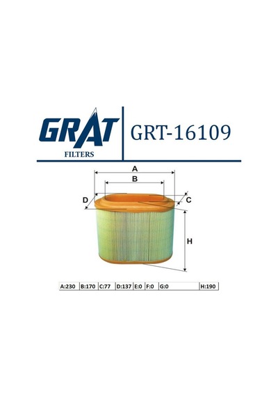 Hava Filtresi Grat 16109 Hyundai Starex 1998-2008