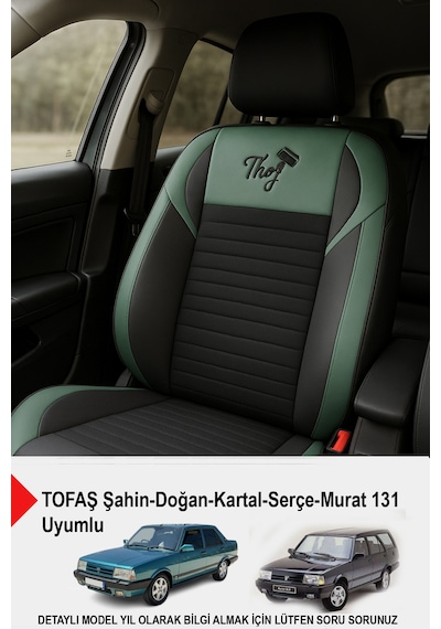 Thor Tay Tüyü Oto Koltuk Kılıfı Tofaş Kartal-şahin-doğan-serçe-tempra Uyumlu Yeşil
