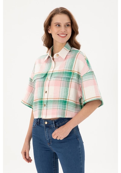 U.s. Polo Assn. Kadın Somon Gömlek Desenli 50289839-vr047 Somon