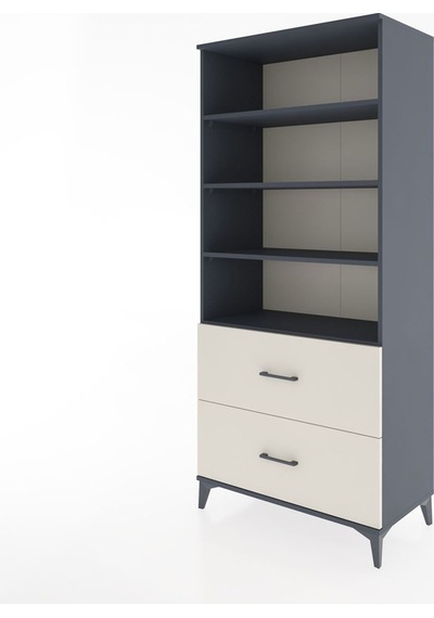 Hyperion Dolap 4 Raflı 2 Çekmeceli 88x44x195 Antrasit-aytaşı Antrasit