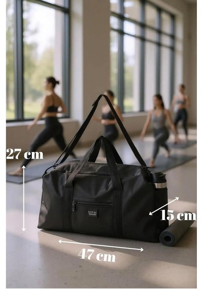 Xmlbayiciniz Unisex Spor Ve Seyahat Çantası, Siyah, Polyester, 47x27x15 Cm, Termos Bölmeli, Ayarlanabilir Omuz Askılı, Su Geçir Çok Renkli