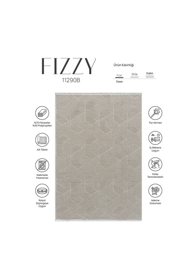 Fizy Beyaz Bej Halı Loop Sisal Halı Modern Dokuma Oturma Odası Salon Halısı 11290b Beyaz - Bej