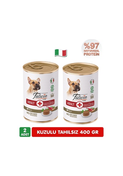 %97 Proteinli Tahılsız Kuzulu Ezme Yetişkin Küçük Irk Köpek Konserve Maması 400 Gr X 2 Adet
