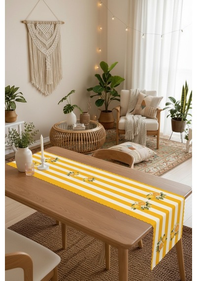 Vivanni Home Yıkanabilir Dikdörtgen Runner Günlük Kullanıma Uygun, Pratik Ve Uzun Ömürlü Limon Sarı
