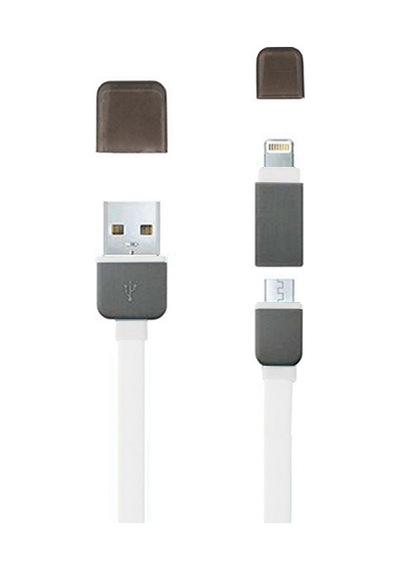 Micro Usb Ve Lightning Kablo 2 İn 1 Beyaz Gri Beyaz