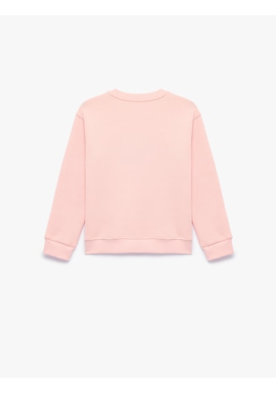 Koton Üç İplik Şardonlu Bisiklet Yaka Uzun Kollu Koala Baskılı Sweatshirt Pembe 7wkg10254ak Gül
