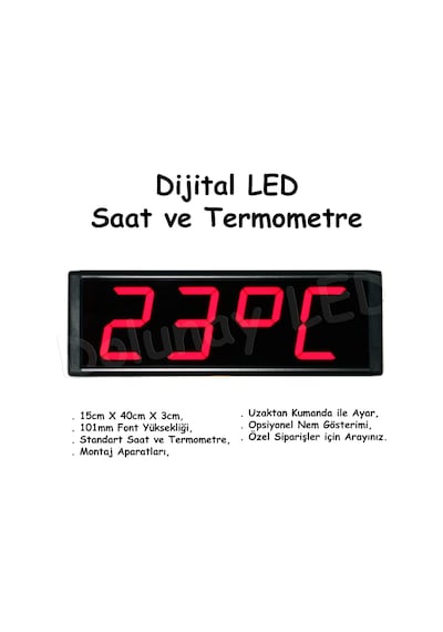 Dijital Led Saat Termometre 101Mm Çok Renkli