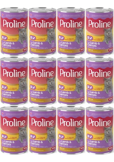 Pro Line Kuzu Etli ve Havuçlu Pate Et Parçalı Yetişkin Kedi Konservesi 12 x 395 G