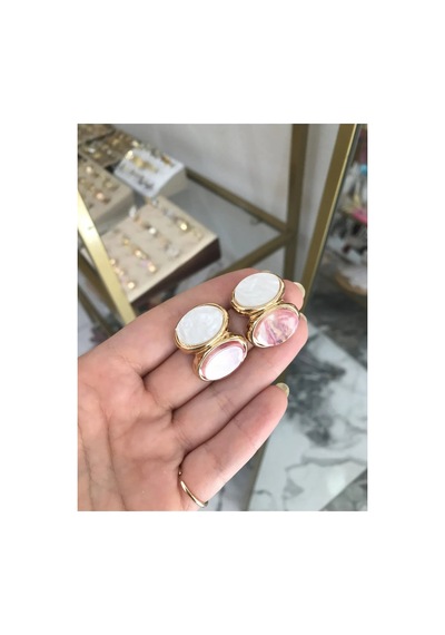 Çift Renkli Seramik Küpe Çok Renkli