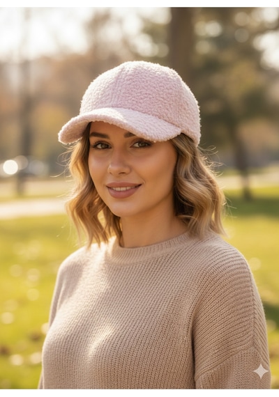 Kadın Kışlık Merinos Kep Şapka Pembe
